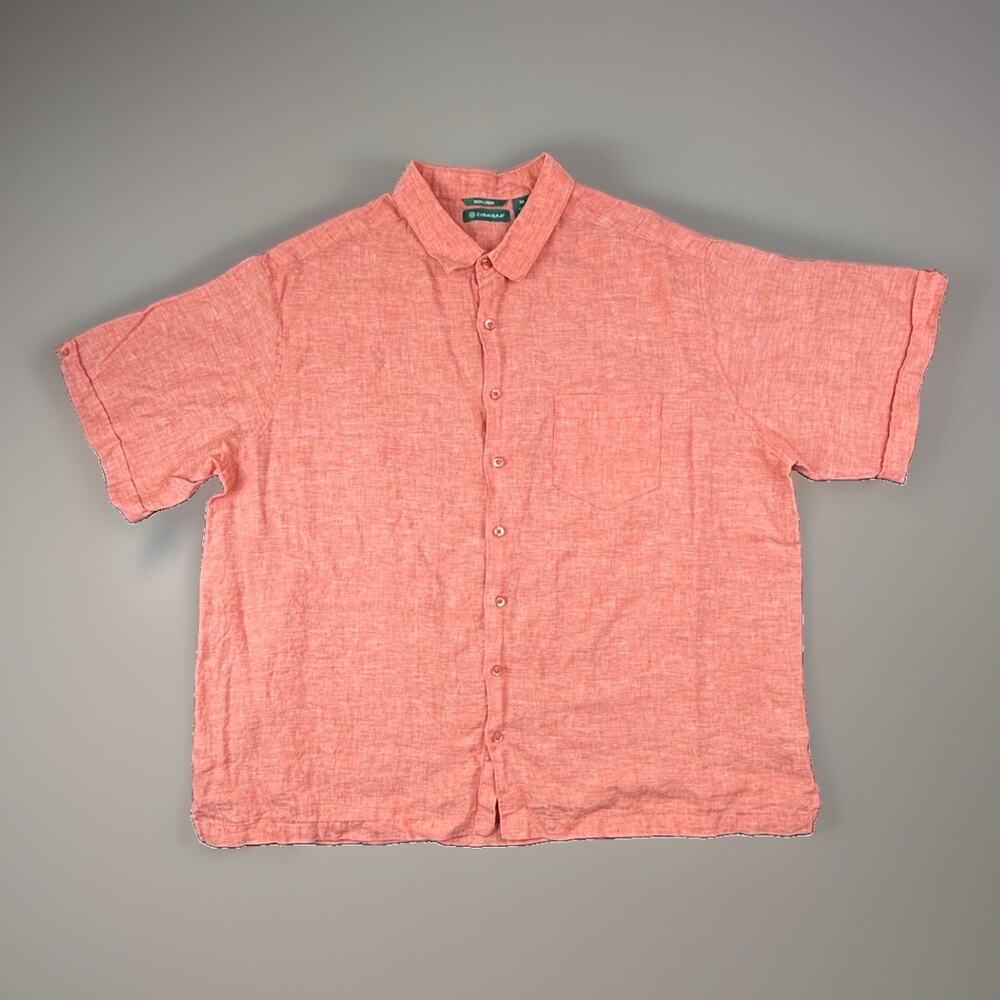 Cubavera Men’s 2X 100% Linen Shirt Coral Short Sleeve Resort Beach Vacation